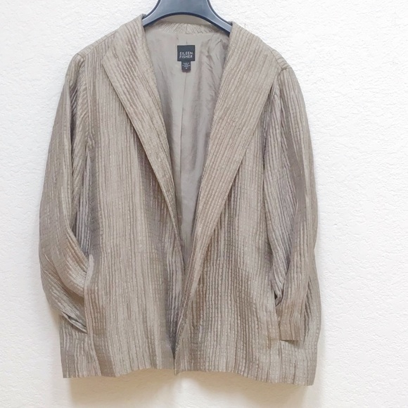 Eileen Fisher Jackets & Blazers - Eileen Fisher Silk Textured Open Front Blazer